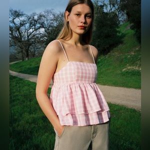 Pink and white Urban Outfitters tank top